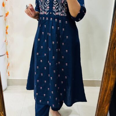 Raaya A-Line Cotton Kurti And Pant Set