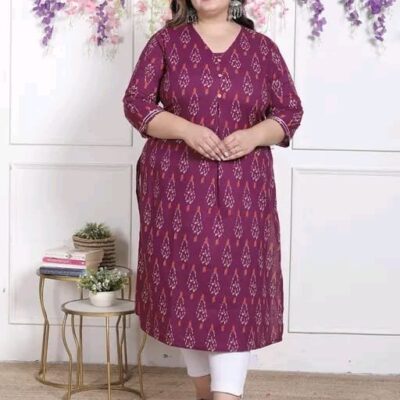 Kurvika Plus-Size Printed Cotton Kurti