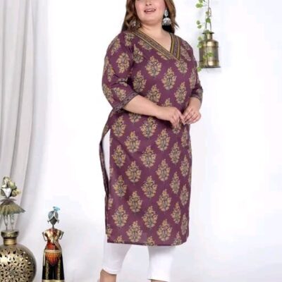 Kurvika Plus-Size Printed Cotton Kurti