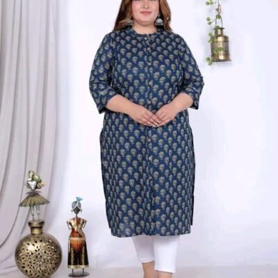 Kurvika Plus-Size Printed Cotton Kurti