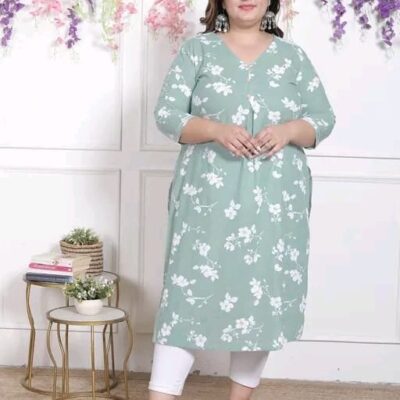 Kurvika Plus-Size Printed Cotton Kurti