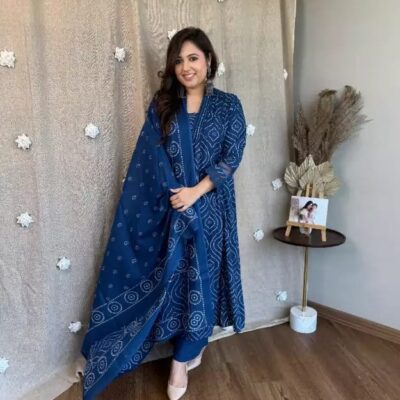 Cottonkriti Embroidered Kurti Set With Dupatta