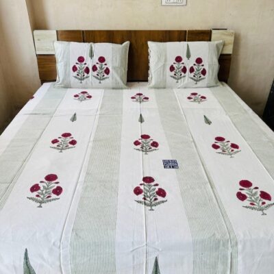 Dreamloom Handblock Printed Cotton Double Bedsheet Set