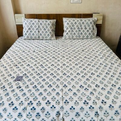 Dreamloom Handblock Printed Cotton Double Bedsheet Set