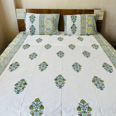 Dreamloom Handblock Printed Cotton Double Bedsheet Set