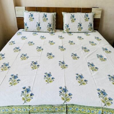 Dreamloom Handblock Printed Cotton Double Bedsheet Set