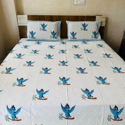 Dreamloom Handblock Printed Cotton Double Bedsheet Set