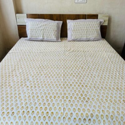 Dreamloom Handblock Printed Cotton Double Bedsheet Set