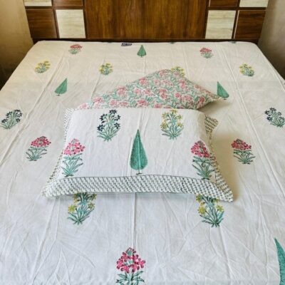 Royal Weaves Handblock Printed Cotton Double Bedsheet Set