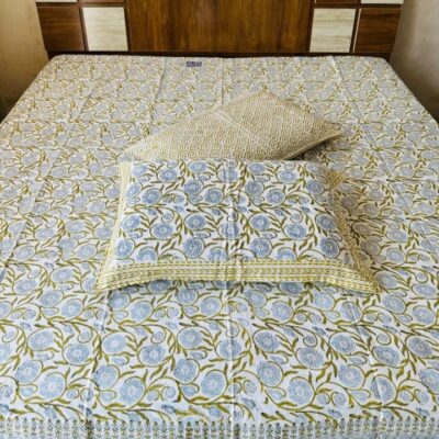 Royal Weaves Handblock Printed Cotton Double Bedsheet Set