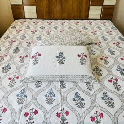 Royal Weaves Handblock Printed Cotton Double Bedsheet Set