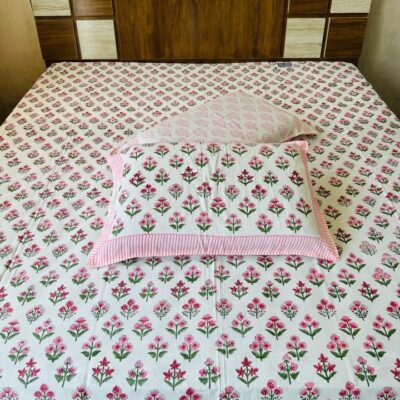 Royal Weaves Handblock Printed Cotton Double Bedsheet Set