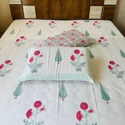Royal Weaves Handblock Printed Cotton Double Bedsheet Set