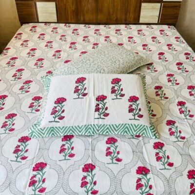Royal Weaves Handblock Printed Cotton Double Bedsheet Set