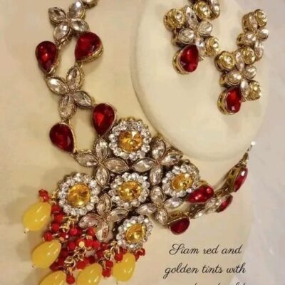 Zivara Alloy Gold Plated Choker Necklace And Earrings Set