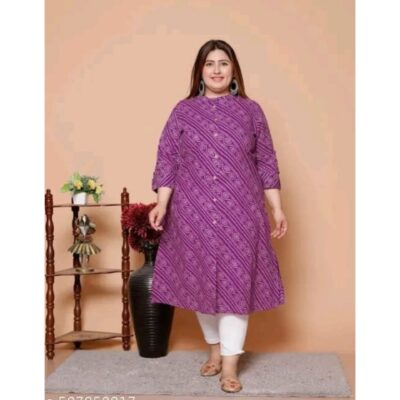 FloralEase Plus-Size A-line Kurta