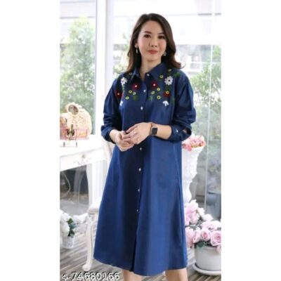 Denim Dream Embroidered Dress