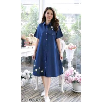 Denim Dream Embroidered Dress
