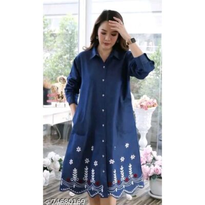 Denim Dream Embroidered Dress