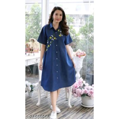 Denim Dream Embroidered Dress