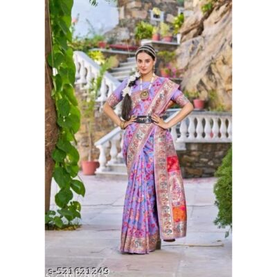 Virsa - Pashmina Silk Saree With Gold Zari Work