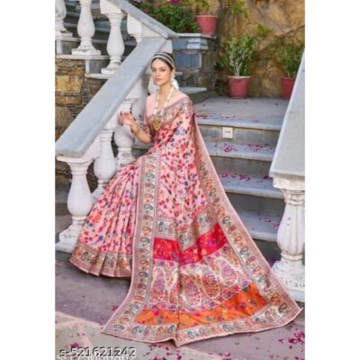 Virsa - Pashmina Silk Saree With Gold Zari Work