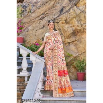 Virsa - Pashmina Silk Saree With Gold Zari Work