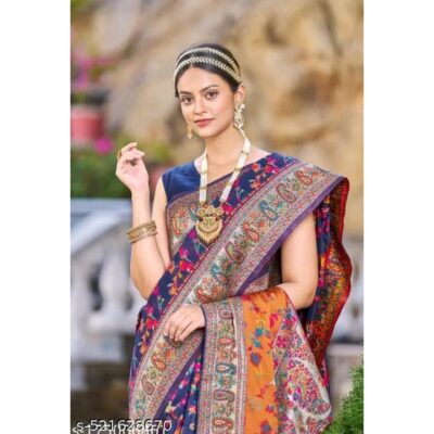 Virsa - Pashmina Silk Saree With Gold Zari Work
