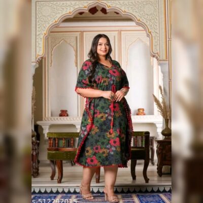 BohoVibe - Floral V-Neck Kaftan In Rayon