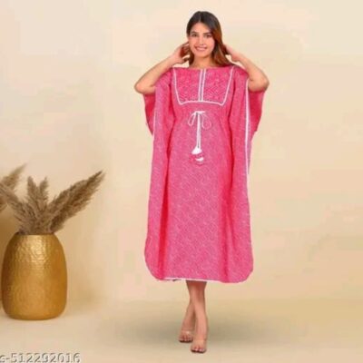 BohoVibe - Floral V-Neck Kaftan In Rayon