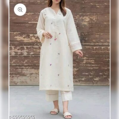 Zeba- Embroidered Kurta Set In Cotton