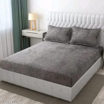 Softnest - Velvet Fitted Double Bedsheet Set