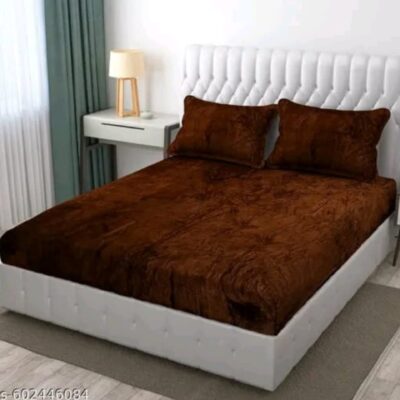 Softnest- Velvet Fitted Double Bedsheet Set