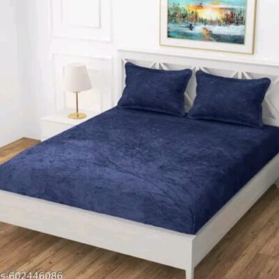 Softnest- Velvet Fitted Double Bedsheet Set