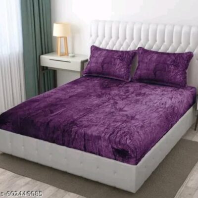 Softnest- Velvet Fitted Double Bedsheet Set