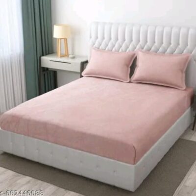 Softnest- Velvet Fitted Double Bedsheet Set