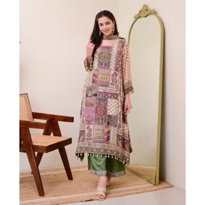 Siya- Flared 3 Piece Suit Set With Kodi Detailing