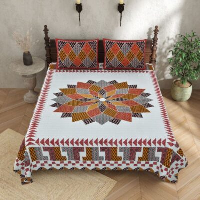 Lokrang- King Size Bedsheet Set With Kutchi Print