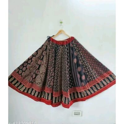 IndiFlare- Ajrakh Kalidar Skirt In Cotton