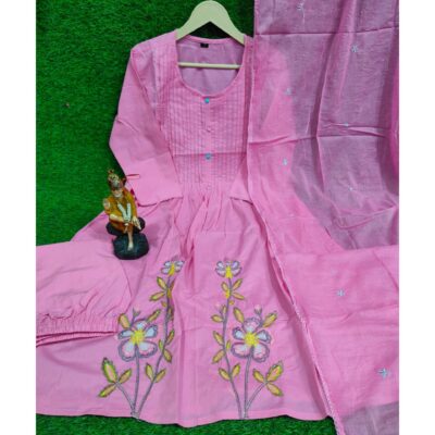 Ziya- Embroidered 3 Piece Kurta Set In Cotton