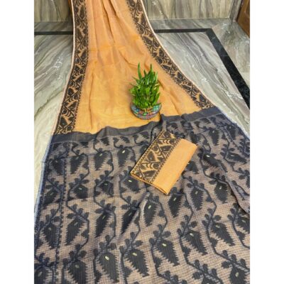 Sootra- Traditional Dhakai Jamdani Saree In Cotton