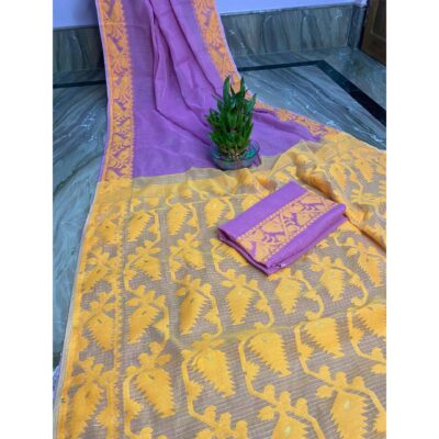Sootra- Traditional Dhakai Jamdani Saree In Cotton