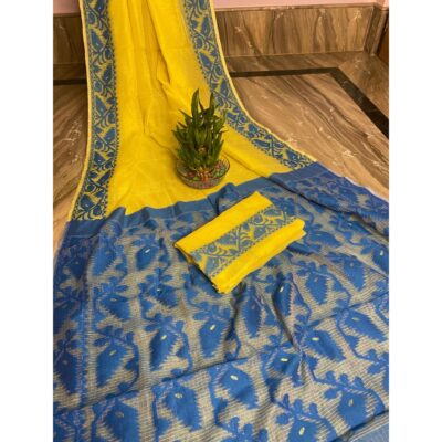 Sootra- Traditional Dhakai Jamdani Saree In Cotton