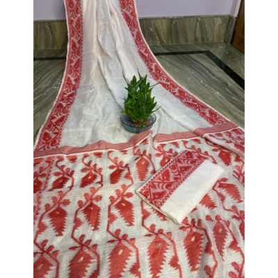 Sootra- Traditional Dhakai Jamdani Saree In Cotton