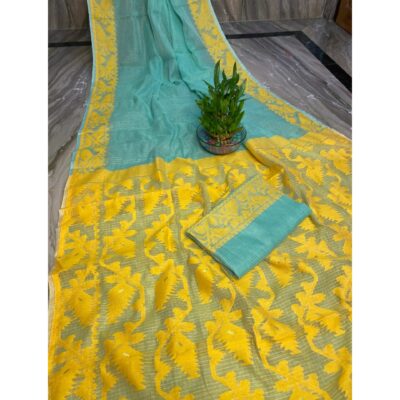 Sootra- Traditional Dhakai Jamdani Saree In Cotton