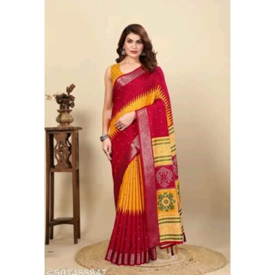 Viba- Printed Dola Silk Saree