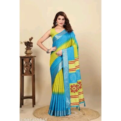 Viba- Printed Dola Silk Saree