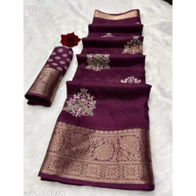 Zarisa- Dola Silk Saree With Zari Border