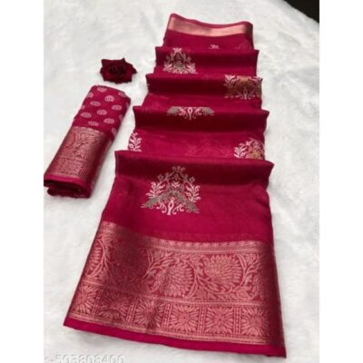 Zarisa- Dola Silk Saree With Zari Border