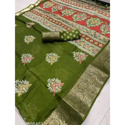 Zarisa- Dola Silk Saree With Zari Border